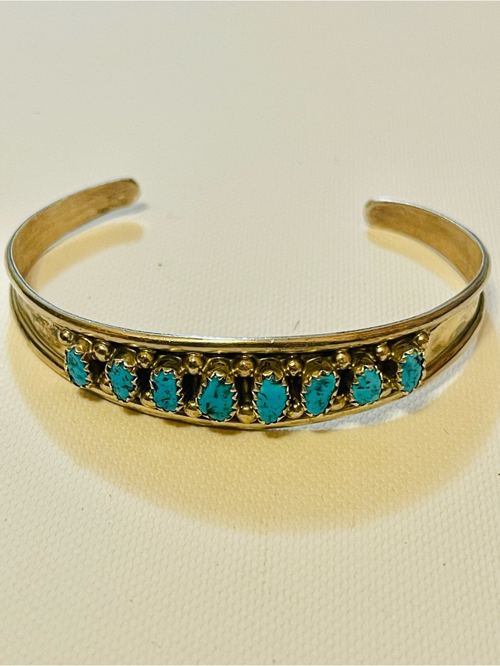 Vtg Sterling Native American Navajo
Turquoise Cluster Cuff Bangle Bracelet Sz 6